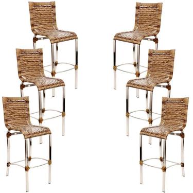 Imagem de Conjunto De 6 Banquetas Haiti Em Alumínio Para Cozinha Trama Capuccino