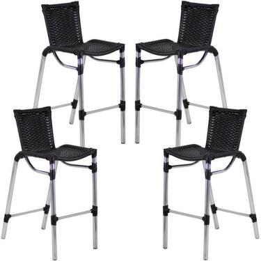 Imagem de 4 Banqueta Alumínio Fortaleza Alta Para Balcão, Cozinha Tabaco