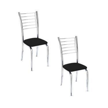Imagem de Conjunto 2 Cadeiras Cromadas Para Cozinha Kiara-corino Preto