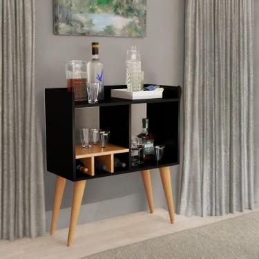 Imagem de Aparador Amanda Minibar Para Drinks Sala De Estar Moderna Preto