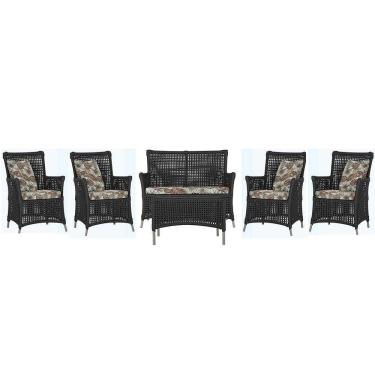 Imagem de Jogo Sofá 4 Poltronas E Mesa Igapó Fendi E6 Trama Original Preto