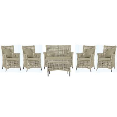 Imagem de Jogo Sofá 4 Poltronas E Mesa Igapó Preta E7 Trama Original Rami