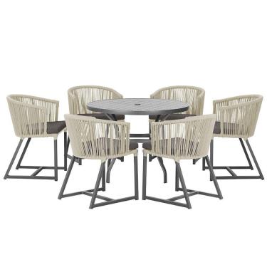 Imagem de Mesa E 6 Cadeiras E Noronha Preto E11 Trama  Rami