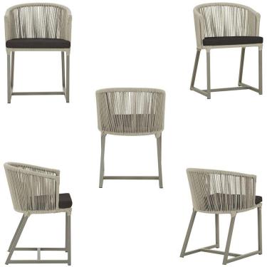 Imagem de 4 Cadeiras De Jantar Noronha Fendi Corda Náutica E9 Trama Rami