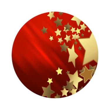 Imagem de Painel de Lona Redondo Vermelho Estrelas Dourada - Fabrika de Festa, 2