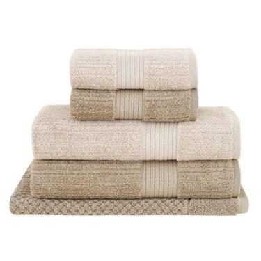 Imagem de Jogo De Toalhas Buddemeyer 5 Peças Penteado Banho Canelada 100% Algodã