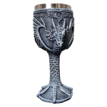 Imagem de Taça Medieval Dragão Resina E Inox Para Vinho E Hidromel - GS