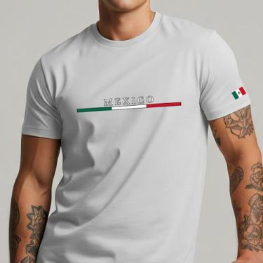 Imagem de Camiseta Masculina Mexico Faixa Bandeira Internacional Mexicana - Yazz