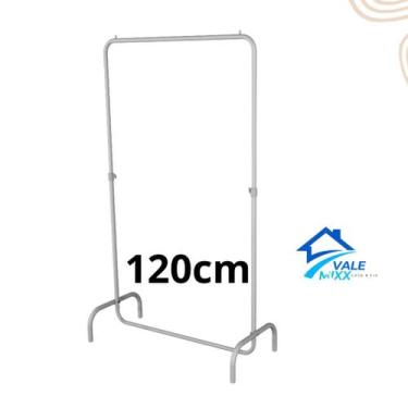 Imagem de Arara Desfile 120cm para Roupas Reforçada Altura Regulável - BRANCA - 