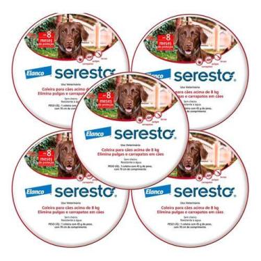 Imagem de Kit Seresto Coleira para Cães Acima de 8kg 5Un - Elanco