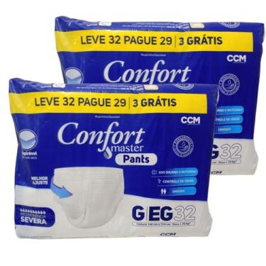 Imagem de Kit 64 Fraldas Geriátrica Confort Master Pants, G-EG