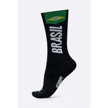 Imagem de Meia Corrida e Ciclismo HUPI Brasil 6.0 Preto, Preto