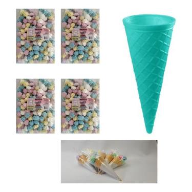 Imagem de Kit 60 Lembrancinha, Mini Suspiro Sortido E Casquinha Azul - INCOPAL