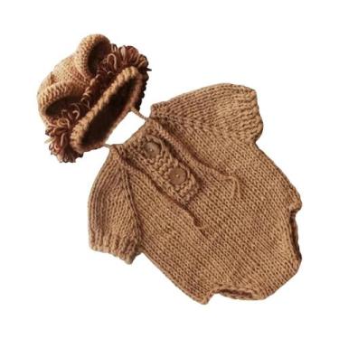 Imagem de Fantasia De Leão Para Recém-Nascidos, Conjunto De Roupa De Crochê Feit