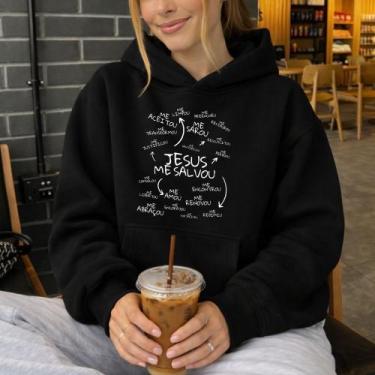 Imagem de Moletom Canguru Estampado Jesus Me Salvou 1308 Religioso Inverno Blusa