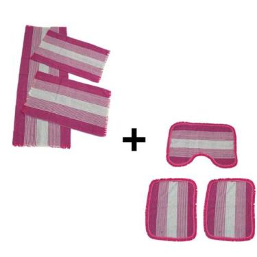 Imagem de 02 Kit de Jogo Decorativo Tapete de Cozinha e Banheiro Passadeira 3 Pe