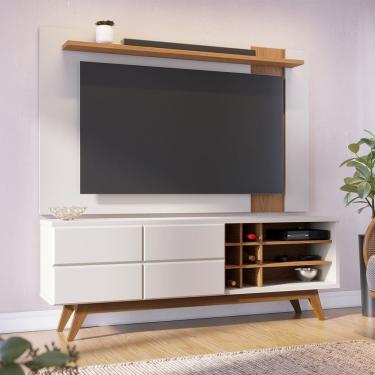 Imagem de Conjunto Rack Bancada Noronha com Painel Leme para TV até 70" Off White Matte Frei...