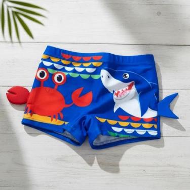Imagem de Sunga 3D Infantil Boxer UV50+ Para Praia Piscina Natação Bebê Menino T
