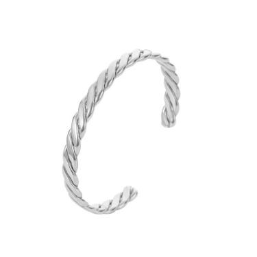 Imagem de Bracelete prata masculino ajustável/ Pulseira trançada aço inoxidável 