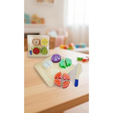 Imagem de Brinquedo Montessori Madeira Frutas e Legumes 24 Pçs - Congratulations