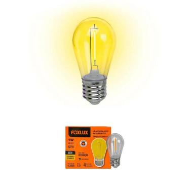 Imagem de Lâmpada LED Filamento Foxlux Amarelo 1W E27 127V IP44 Kit com 8, 110V