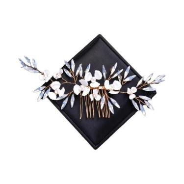 Imagem de Tiara De Cristal Dourado Com Pérolas Para Mulheres, Acessórios De Cabe