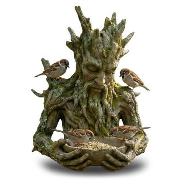 Imagem de Comedouro de Pássaros em Resina com Face de Árvore para Decoração Exte