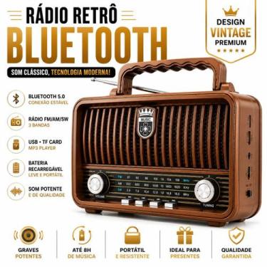 Imagem de Caixa De Som Portátil Retrô Vintage Bluetooth 5.0 Com Rádio AM FM SW U