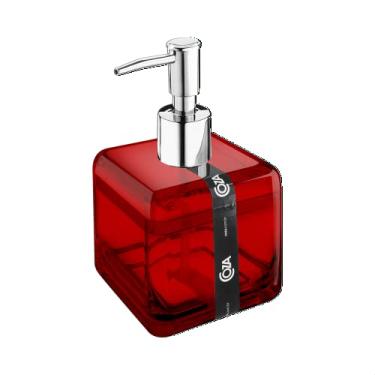 Imagem de Porta Sabonete Líquido Cube, 330 ml, Coza, Vermelho Transparente