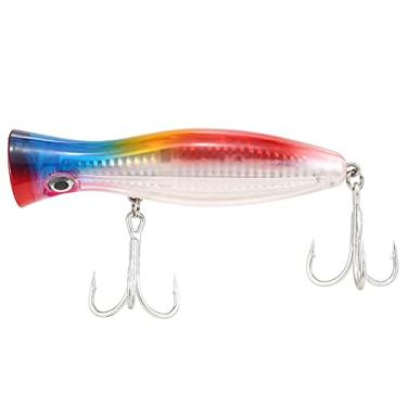 Imagem de 12cm/45g grande isca popper isca artificial olhos 3d isca de pesca dura popper com ganchos e anel para água salgada de água doce(Azul)