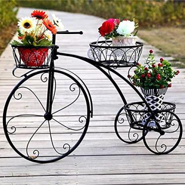 Imagem de Suporte para plantas de ferro Triciclo - vaso de flores de metal ideal para casa, jardim, ótimo presente para amantes de plantas, inauguração de casa, preto