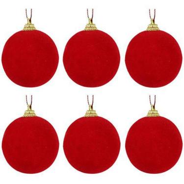Imagem de Bola De Natal Camurça Com 6 Peças 5cm De Na Solapa