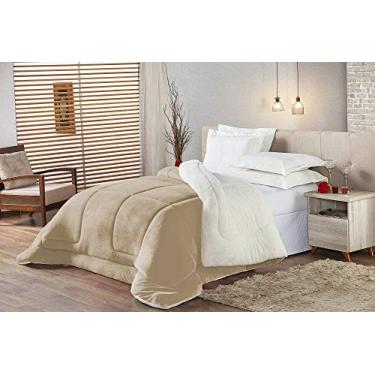 Imagem de Coberdrom Edredom Sherpa solteiro Pele de Carneiro Cáqui