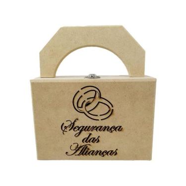 Imagem de Caixa Mdf Porta Alianças Segurança Padrinho Casamento Laser