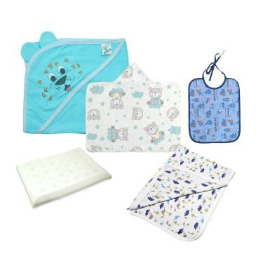 Imagem de Kit Acessórios Bebê 5 Pças Travesseiro Toalha Cueiro Babador