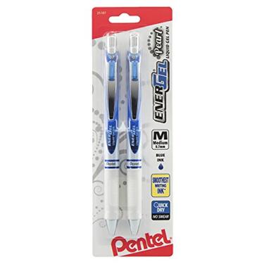 Imagem de Pentel Caneta de gel líquido retrátil EnerGel Pearl Deluxe RTX (0,7 mm), destaque, tinta azul, pacote com 2 (BL77WBP2C)