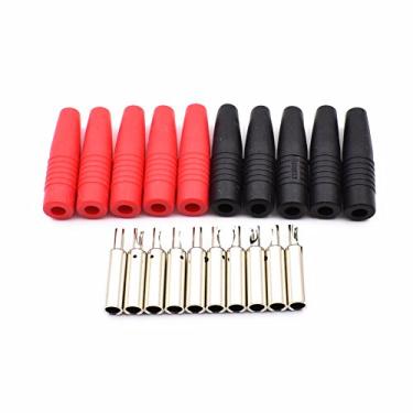 Imagem de 5 Pares Preto/Vermelho Isolados 4 mm plugue banana fêmea tipo de solda para conector de cabo plugue banana macho não isolado