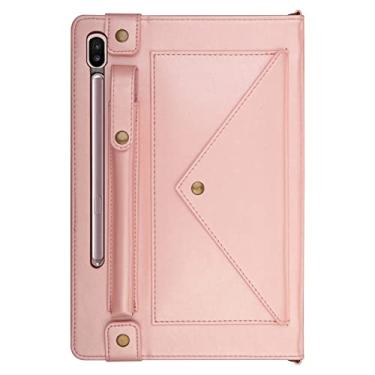 Imagem de ZiEuooo Capa protetora de couro de personalidade única com alça de carteira de cartão de mão para tablet Samsung Galaxy Tab S5e S6 Lite A7 S7 Plus S8 Utlra (rosa, Tab S7 Plus 12.4 T970 T975)