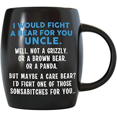 Imagem de Mug A Day 473 g Fight Bear For You Uncle Caneca de café engraçada Presente do Dia dos Pais para o tio Melhor presente para tios, irmãos da sobrinha sobrinho irmã tia mãe pai novidade presente para Natal aniversário