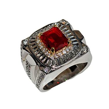 Imagem de Anel de joias masculino pulseira de ouro 18K incrustado imitação de rubi natural anel, No. 11, Metal, Sem pedra preciosa