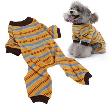 Imagem de Pijama Listrado para Cachorro Pijama para Cachorro Camisa Macacão para Cachorro Pijama para Cachorro Com 4 Patas Pijama Listrado para Cachorro Roupa de Dormir para Animais de (XS)