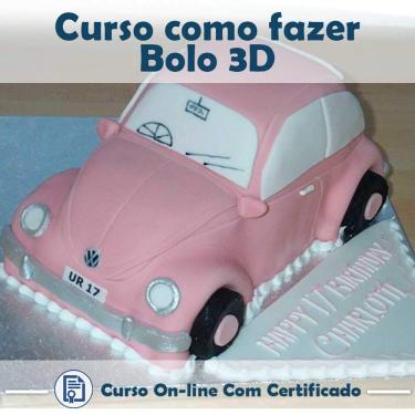 Imagem de Curso online em videoaula de como fazer Bolo 3D com Certificado + 2 brindes