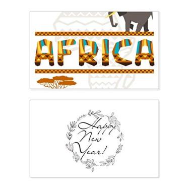 Imagem de Mapa da África Elefante Ano-Novo Savanna Africana Cartão de felicitações Mensagem Abençoada Presente