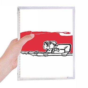 Imagem de Caderno de ilustração de caneta com bandeira vermelha para homem e mulher, folha solta, diário recarregável, papelaria