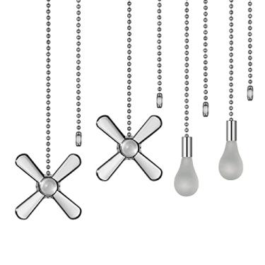 Imagem de Corrente de tração de ventilador de teto de 12 polegadas com lâmpada decorativa fosca de 3 mm e correntes extensoras de cabo de ventilador para ventiladores de teto montados e luminárias (níquel)