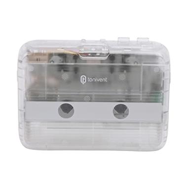 Imagem de Hosioe portátil BT toca-fitas estéreo auto reverso mini tocador de fita transparente e rádio FM com volume ajustável de entrada AUX de 3,5 mm para viagens escolares em casa