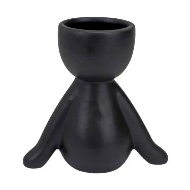 Imagem de Vaso Decorativo Bravadecor Bob Suculentas Em Cerâmica Preto