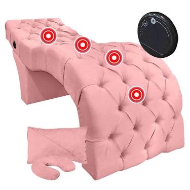 Imagem de Maca Mesa Profissional com Vibroterapia Massagem Clínica Veludo Rosa Claro SOFA STORE