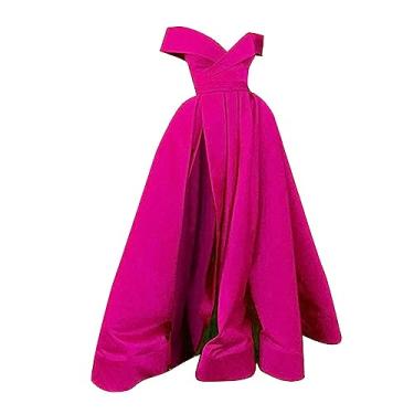 Imagem de UIFLQXX Vestido rodado para mulheres plus size vestido maxi comprimento até o chão, vestido de coquetel, vestidos de maternidade com decote em V, Rosa choque, GG