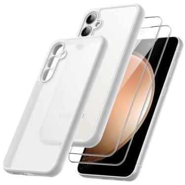 Imagem de JETech 3 em 1 Capa Fosca para Samsung Galaxy S23 FE 6,4 Polegadas com Protetor de Tela de Vidro Temperado de 2 Pacotes, Estojo de à Prova de Choque Fosca com Proteção Câmera (Branco)